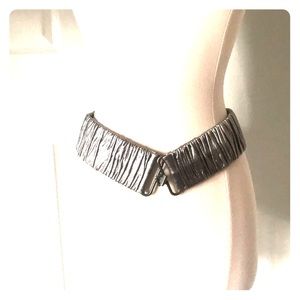 Metallic silver belt